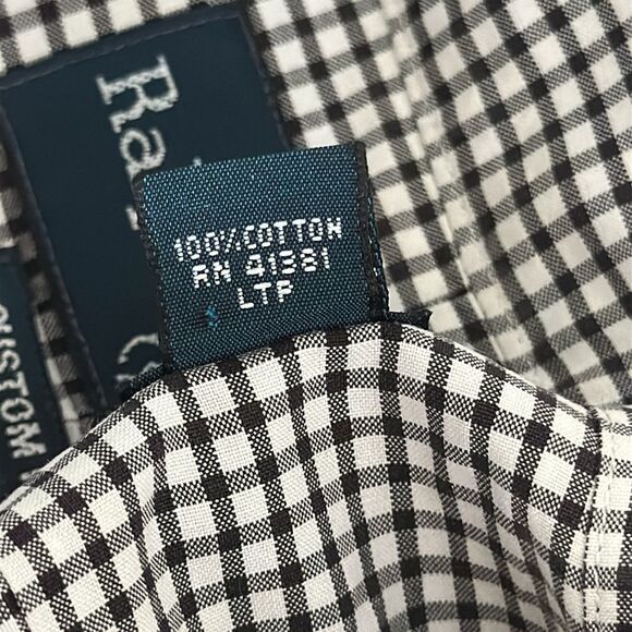 Ralph Lauren Custom Fit Men's Button Down Shirt Black White Gingham Plaid Size L - Picture 9 of 11